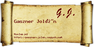 Gaszner Jolán névjegykártya